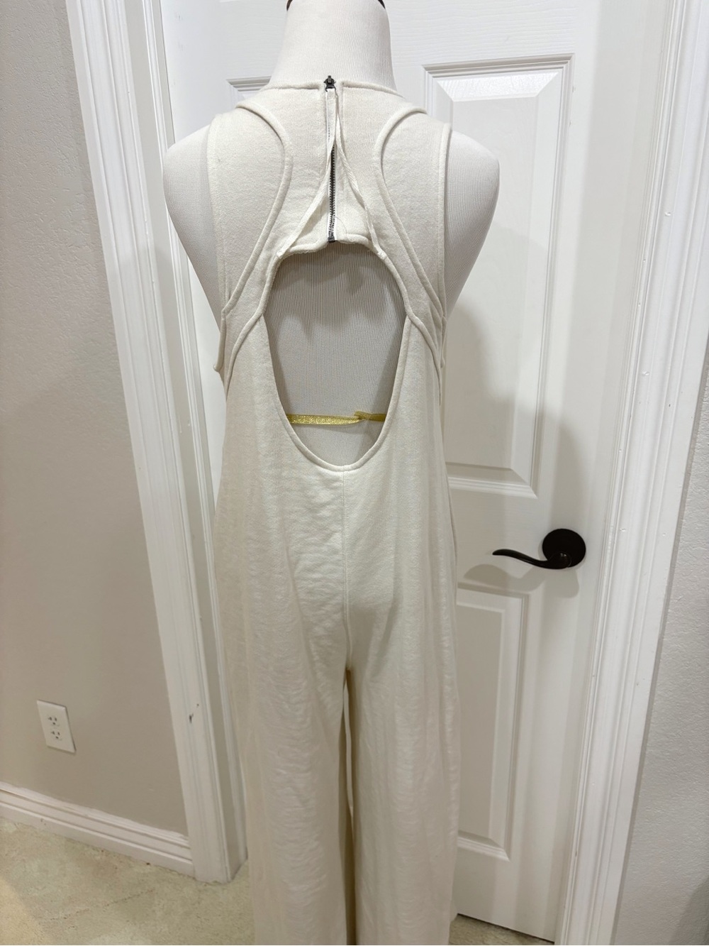Free People Feel Free One Cream Wide-Leg Jumpsuit Small - Picture 4 of 7